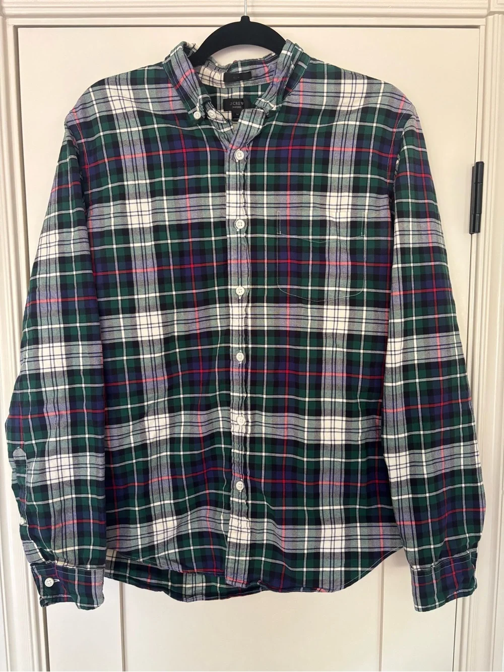 Men's J.Crew Oxford Plaid Button-Down Shirt Slim Fit Cotton Size M Fall